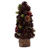 Regal Tidings Gold and Burgandy Cone - 39 cm
