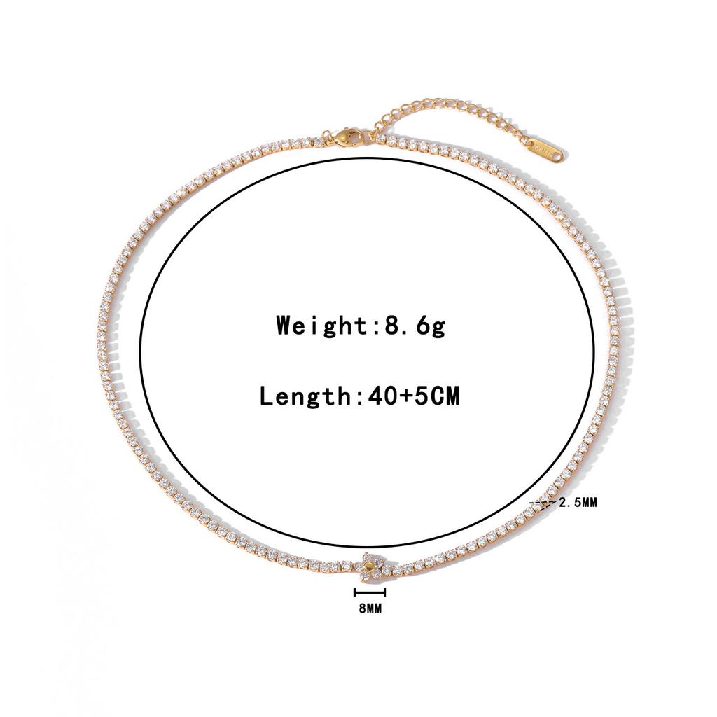 Fashionable Women Colorful Necklace Gold Plated Tennis Necklace Flower Necklace Stainless Steel