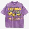 Premium Fresh Lemons Fruit Print Women Washed T-Shirts Y2K Comfortable Short Sleeve Loose All-Match T Shirt Cotton Hip Hop Top