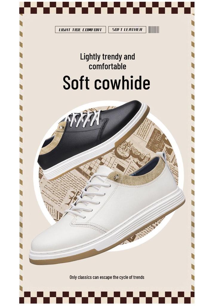 Men's Trendy Low-Top Skate Shoes: Korean Style Casual, Fashionable, Breathable Sneakers in White.
