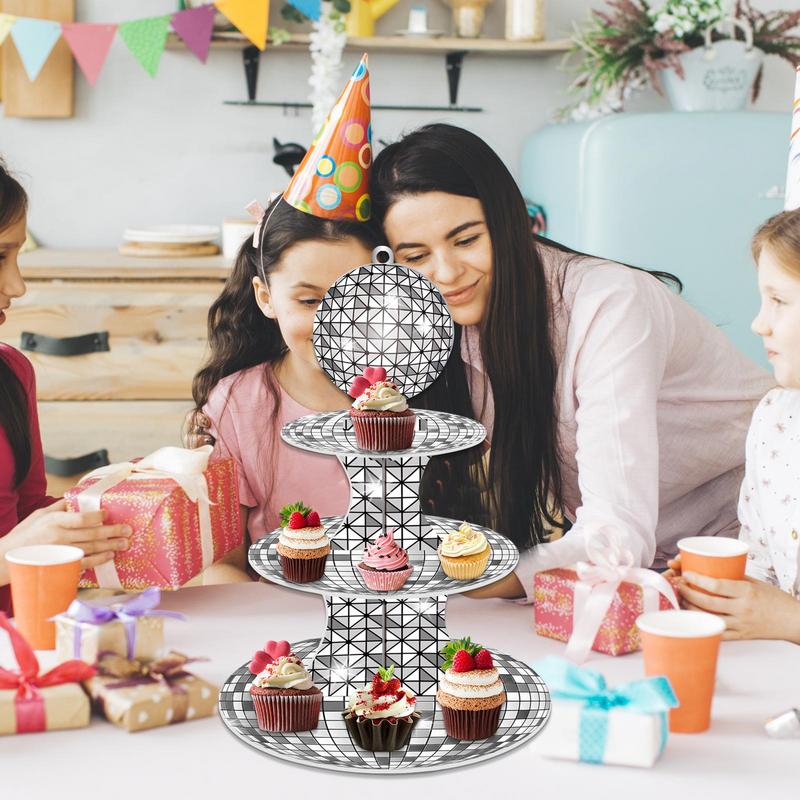 Cardboard Cupcake Tower 3 Layer Cake Cardboard Display Holder Cupcake Stands Cupcake Display Holder Silver Spotlight Pattern