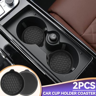 2 Stück Auto Untersetzer Universal Rutschfeste Einlage Wasserbecherhalter Pads Matte Innenzubehör Für Perfekt Für Die Meisten Tassen Schwarz