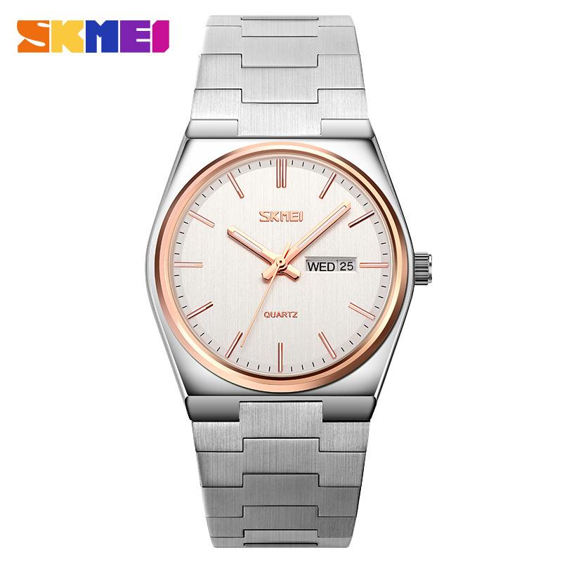 Fashion Solid Stainless Steel Buckle Men's Business Casual Quartz Watch Thin Double Calendar Men's Watch