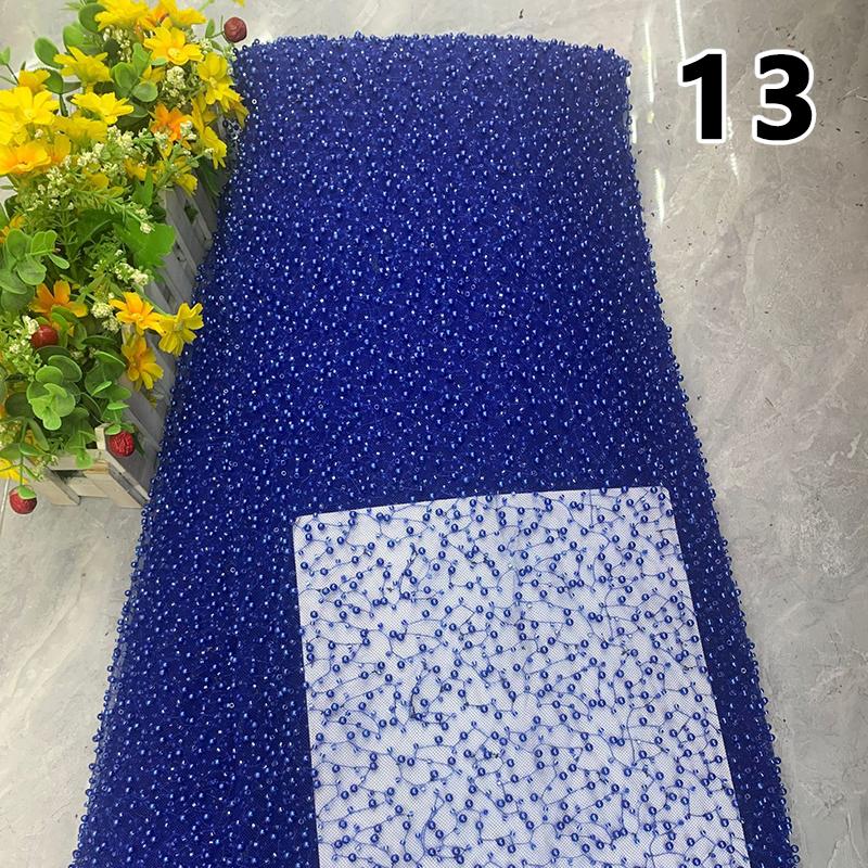 1 Yard  Luxury Heavy Embroidery Pearl Sequin Bead Fabric Gorgeous African Gauze Lace Fabric DIY Handmade Wedding Dress Garments