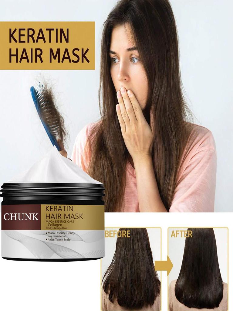 Keratin Hair Care Mask Magically Repairs Damage, Curls Hair Care, Glossy, Smooth, Straightened Professional Hair Care, Deep Moisturizing, And Smooth