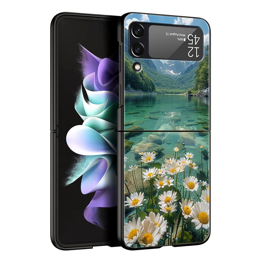 cute art pretty indie hot pink Phone Case For Samsung Galaxy Z Flip3 Flip4 Flip5 PC Shell For Z Flip 3 4 5 Hard Folding Cover