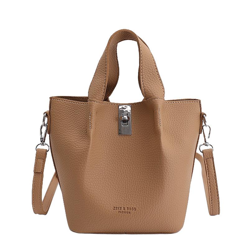 Single Shoulder Bag, Fashionable Handbag, High-end Bucket Bag, Women's Small Clutch Bag, Lychee Pattern Handbag