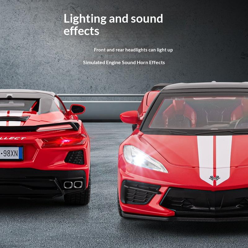 1:22 Corvette C8 Convertible Alloy Die-cast Car Model Simulation Sports Car Ornaments Children's Toys Gifts