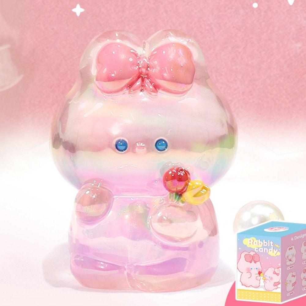 Statue Transparent Gradient Rabbit Dolls Candy Color Cartoon Model Toy  Couple Gifts