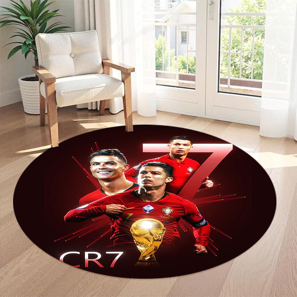 Ronaldo's Round Floor Mat Design for Balcony Bedrooms Kitchen Dormitory Antislip Round Carpet Office home decor Spiritual Gift