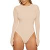 Kalhotky s dlouhým rukávem s výstřihem do O Střih Dámské body Podzim Zima Skinny Spodní body