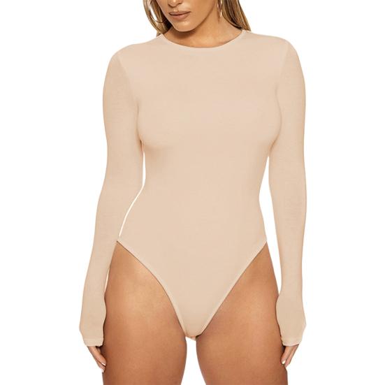 Kalhotky s dlouhým rukávem s výstřihem do O Střih Dámské body Podzim Zima Skinny Spodní body