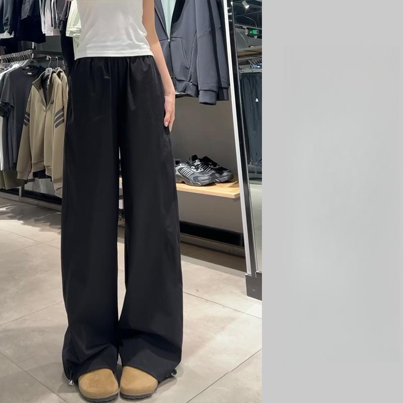 Pantaloni de trening subțiri de vară, largi, cu drapaj, casual, americani, cu talie înaltă, cu uscare rapidă