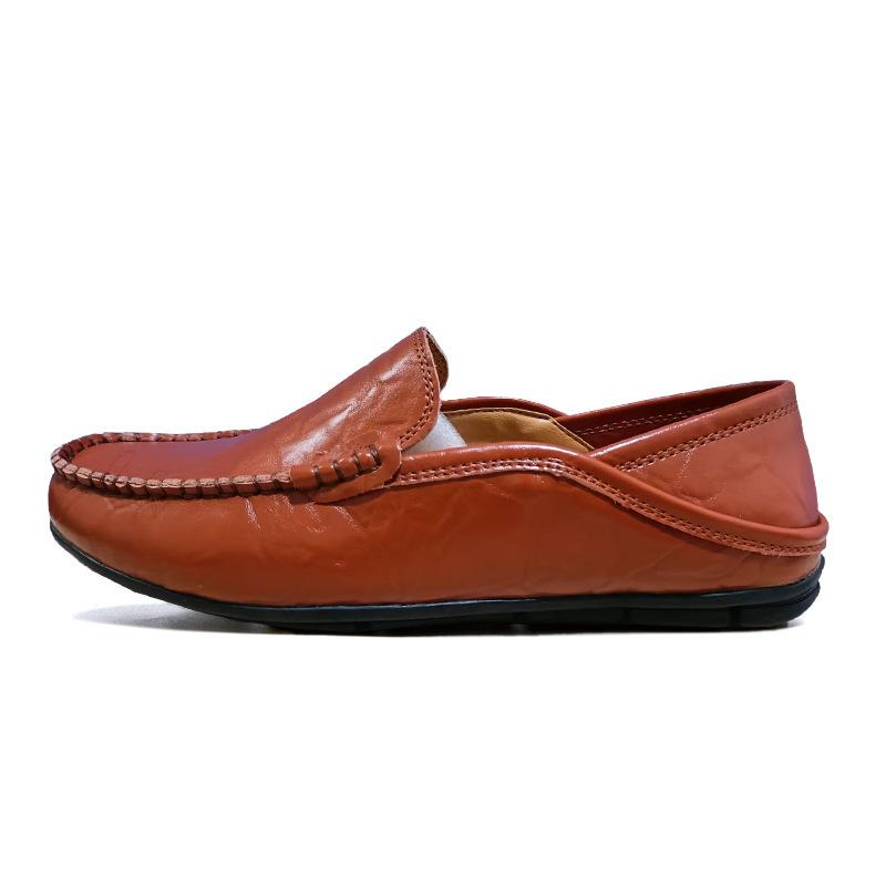 

Мужская обувь зарубежного производства 2025 года, летняя новая повседневная кожаная обувь Doudou lazy shoes, модная обувь большого размера, покупка 47