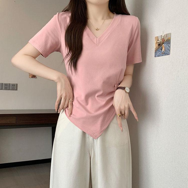 Plus Size Women s Irregular Casual Short Sleeve White T-shirt - Chic & Slimming Summer Top XL