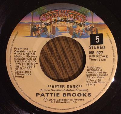 7inch Record PATTIE BROOKS - After Dark NB927 Casablanca 1978 Canada Soul/Funk Used