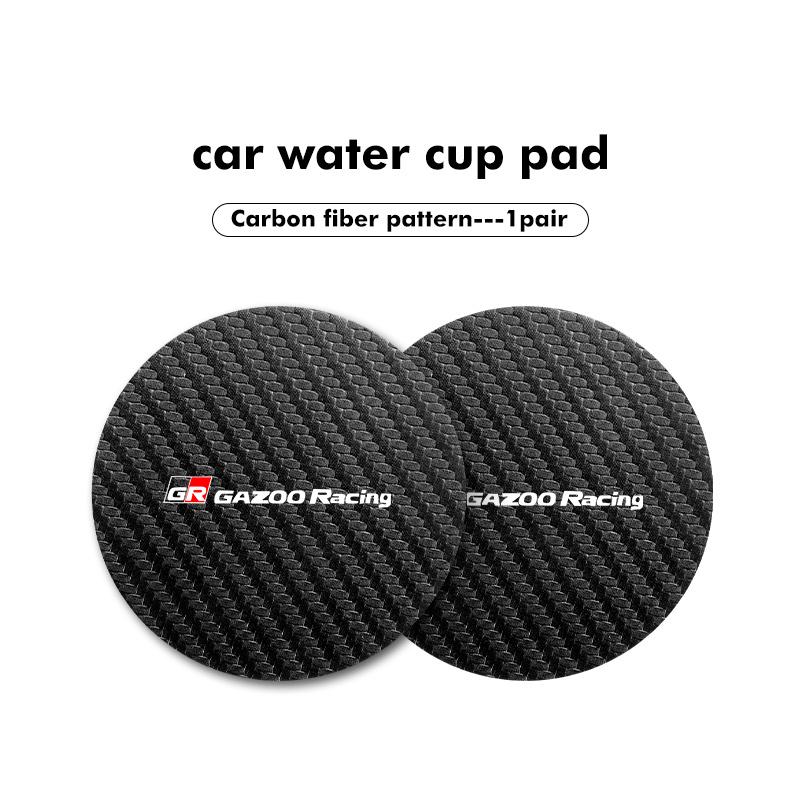 

For Toyota 2Pcs Car Interior Leather Coaster Anti-noise Water Cup Pad Gazoo Racing TRD Corolla Yaris Chr Auris Rav4 Prado