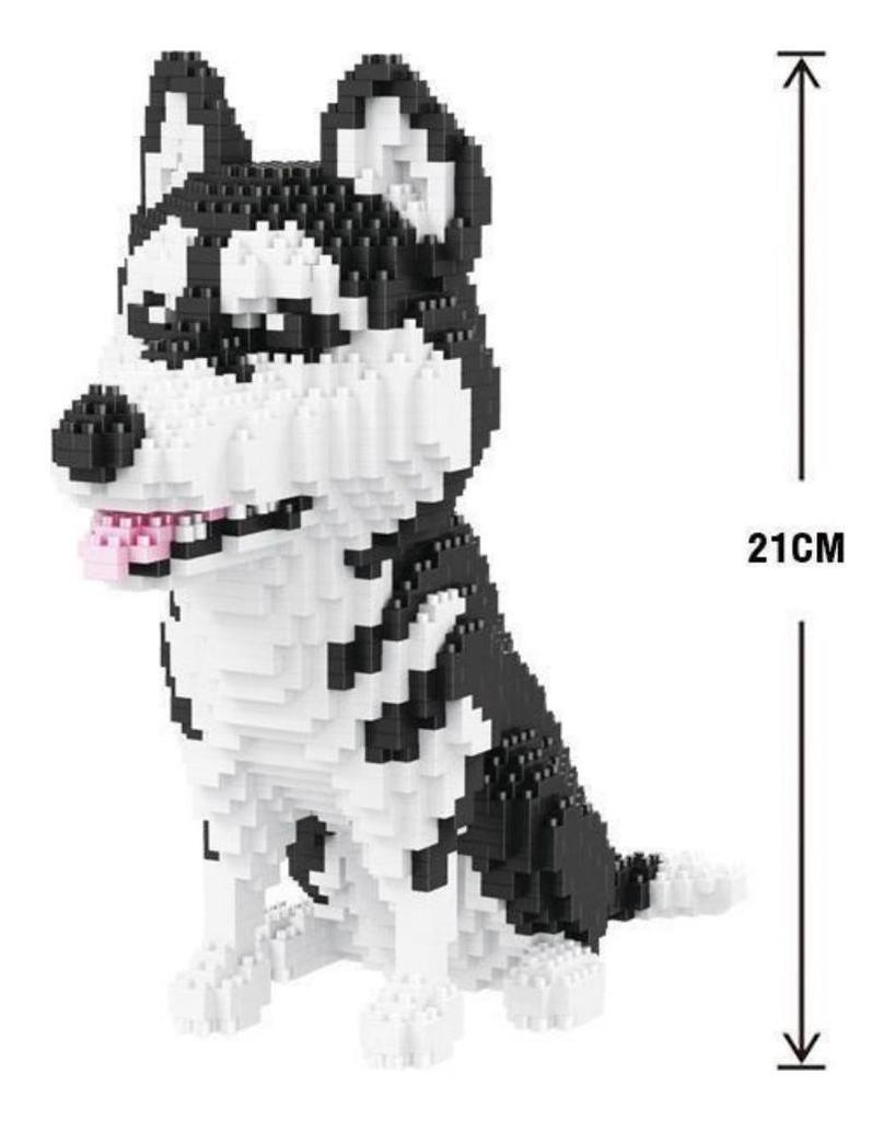 16042 Animal World Siberian Husky Dog Sit Pet 3D-Modell DIY Mini-Diamantblöcke Ziegelsteine ​​Bauspielzeug für Kinder ohne Box
