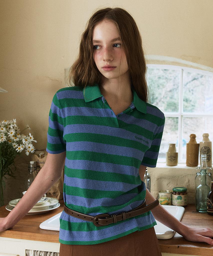 GREENBUTTER Stripe Collar Knit (Blue/Green)