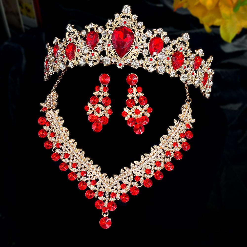 

Новый Свадебный Головной Убор Ожерелье Набор из Трех Предметов Корона Свадебные Аксессуары Модный и Элегантный Свадебный Набор