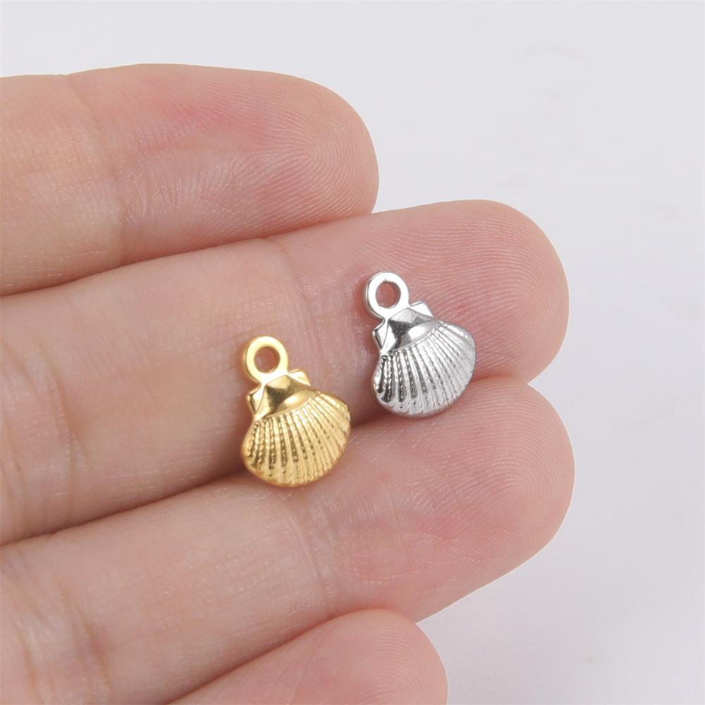 5pcs/Lot Stainless Steel Shell Charms for for Jewelry Making Ocean Summer Necklace Bracelet Pendants Diy Accessories Wholesale