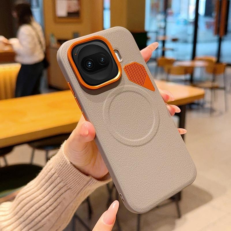 Orange Vent Magnetic Suction Ring Lens Heightening Protective Case For IQOO Z11 Turbo Z10 Turbo + VIVO IQOO 15 13 Slim Cover