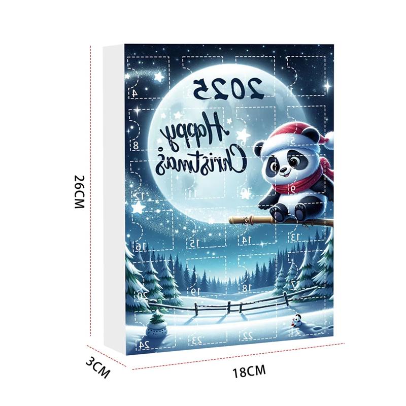 2025 Trend Panda With Santa Hat Christmas Advent Calendar Mini Acrylic Xmas Tree For Home Decorations D