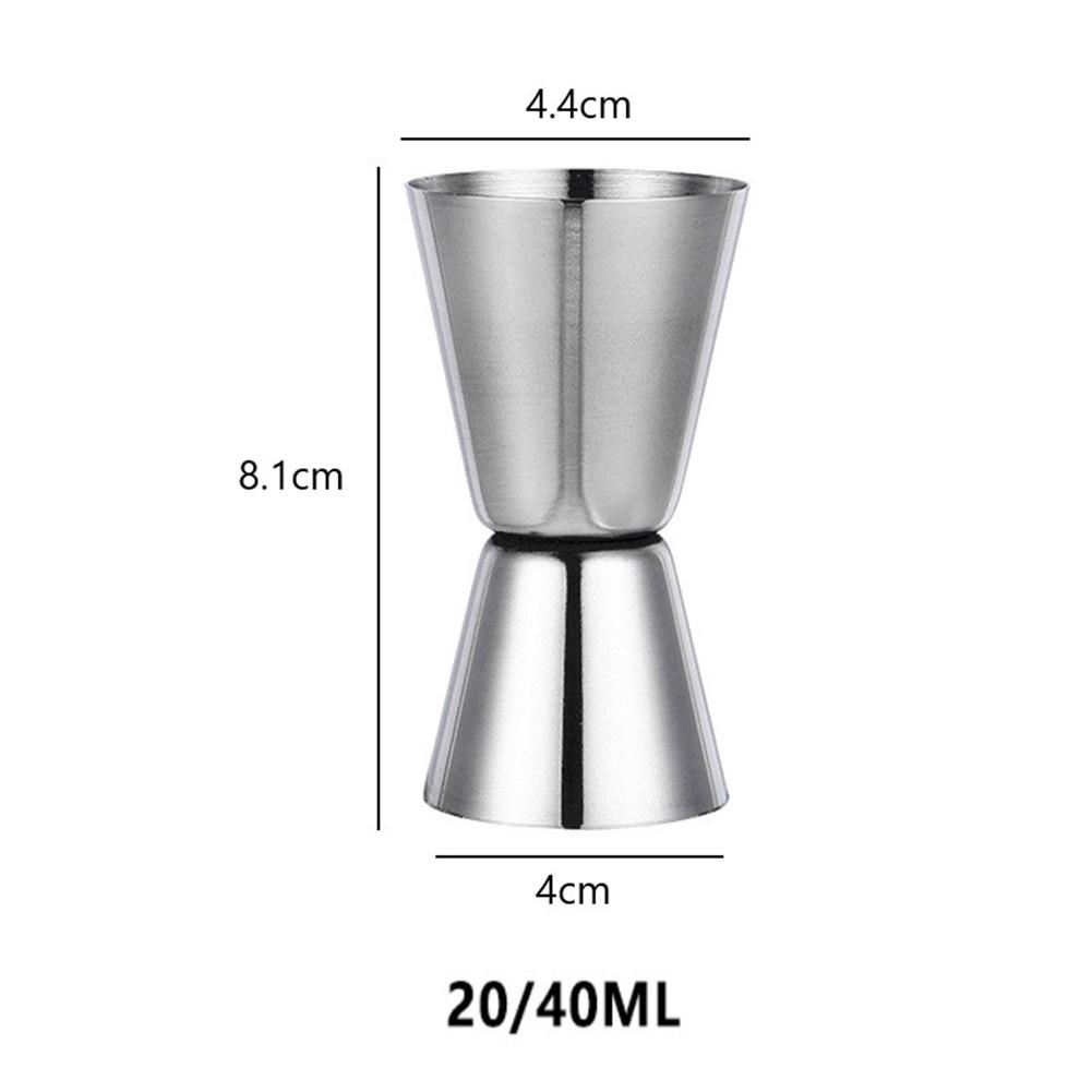 Cocktail Shaker Measure Cup Double Head Design Portable Silver Stainless Steel