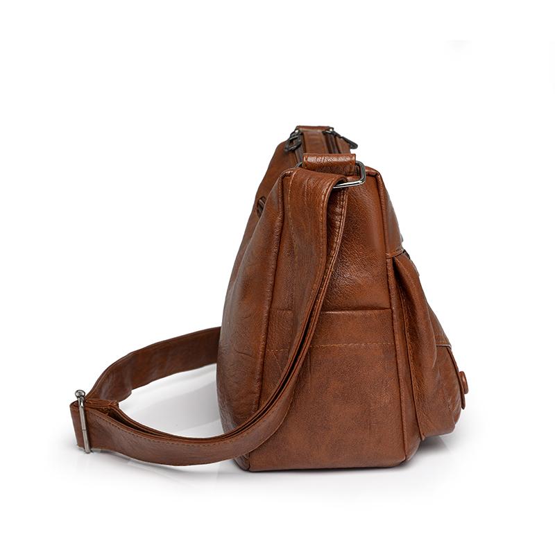Crossbody Bag Middle-aged Women's Bag Soft Leather Large Capacity Multi-layer Shoulder Bag