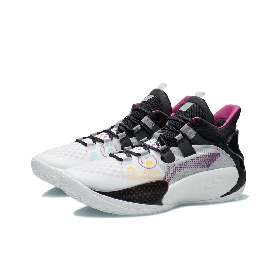 Li-Ning Sound Speed 9 Ανθεκτικά Αντιολισθητικά Μποτάκια Μπάσκετ Mid-Top Ανδρικά Αθλητικά Παπούτσια Λευκά Μαύρα ABAR039-1