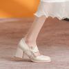 Mary Jane Shoes Women's Spring Temperament High Heels Women's Round Head Thick Heel Single Shoes Women's Height and Thinness