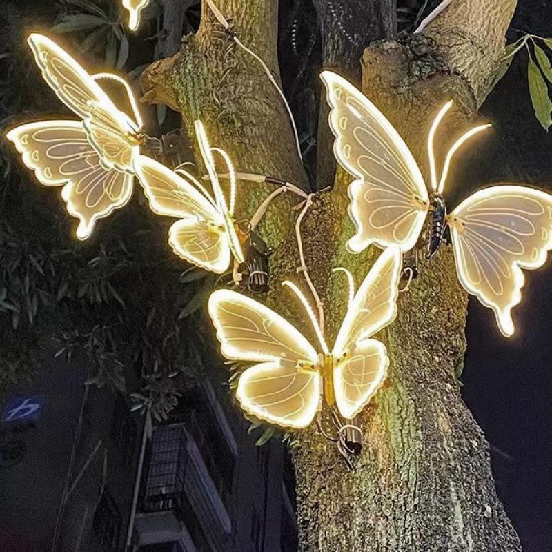 40/60Cm Led Outdoor Simulation Dynamic Static Butterfly Lights Holiday Party Home Christmas Decorations With Transformer