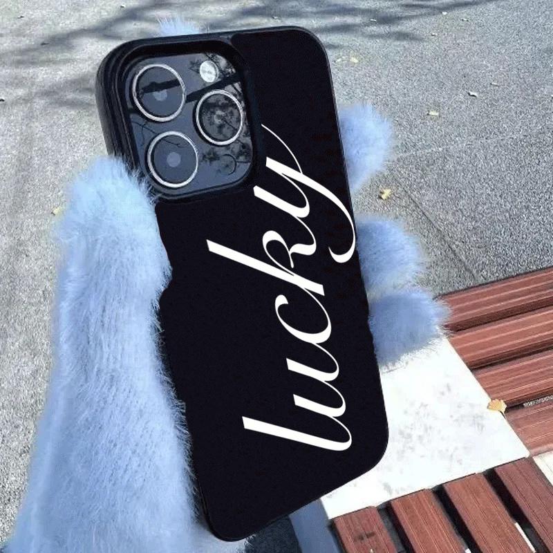 Minimalist English Lucky Pattern Phone Case For iPhone 17 16 Pro Max 15 14 13 12 11 Pro Max 16E 17 Air XR XS 7 8 Plus Soft Cover