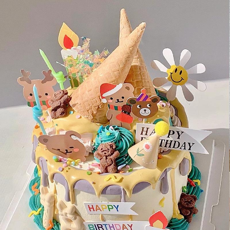 Original Cone Cake Decoration: Birthday Ice Cream Crispy Cone Topper, DIY Shell