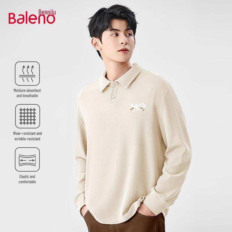 Baleno Men's Waffle Knit Long-Sleeve Polo T-Shirt