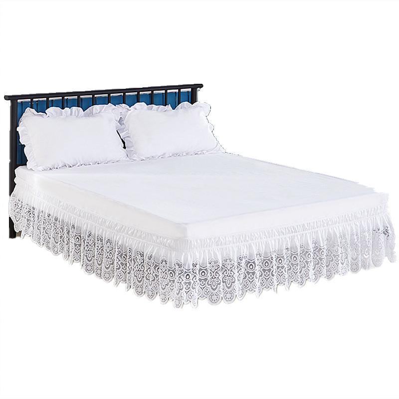 Top Selling Nice Eleagnt Jacquard Craft Stereoscopic Lace Floral Ruffles Bed Skirt With Strong Elastic Belt -15 Inch High