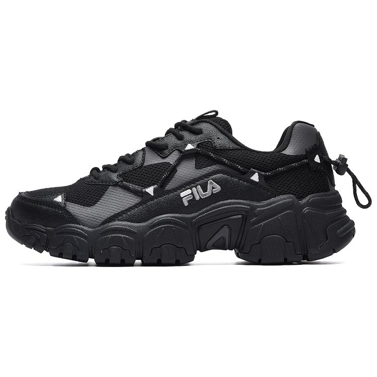 Fila Fluid Fabric Round Toe Lace-Up Non-Slip Breathable Low-Top Casual Shoes Men Sneakers Black F12M034129FBK