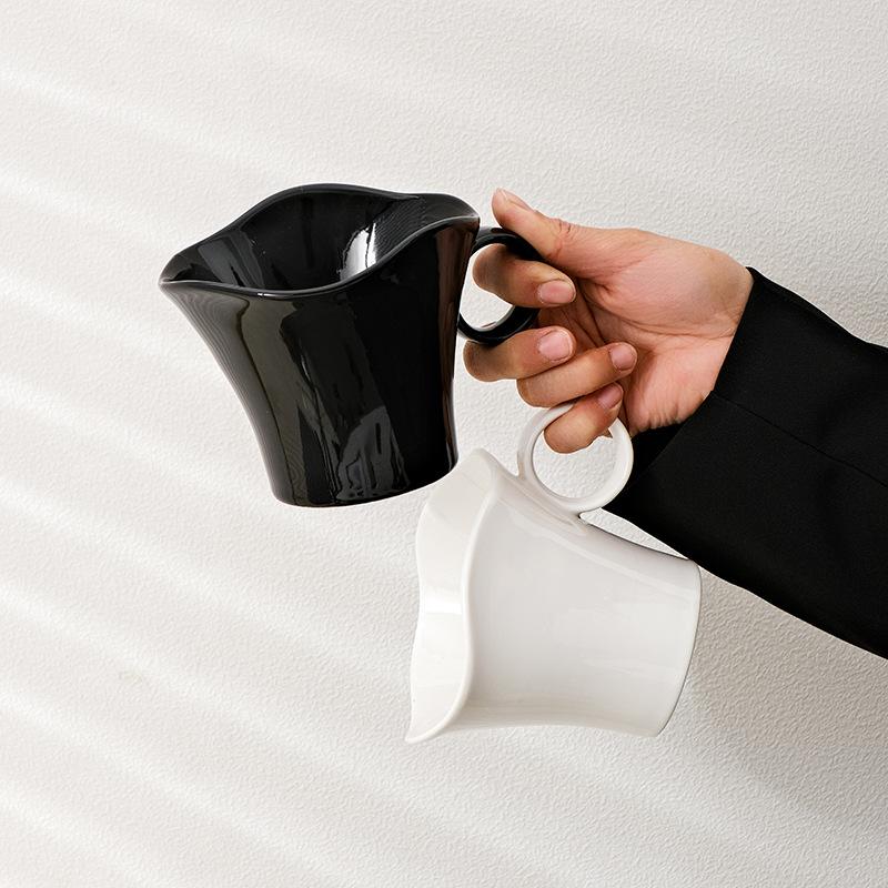 Ceramic Milk Cup Coffee Cup Couple Cup Black And White Solid Color High Value Underglaze Color Personalized High Value