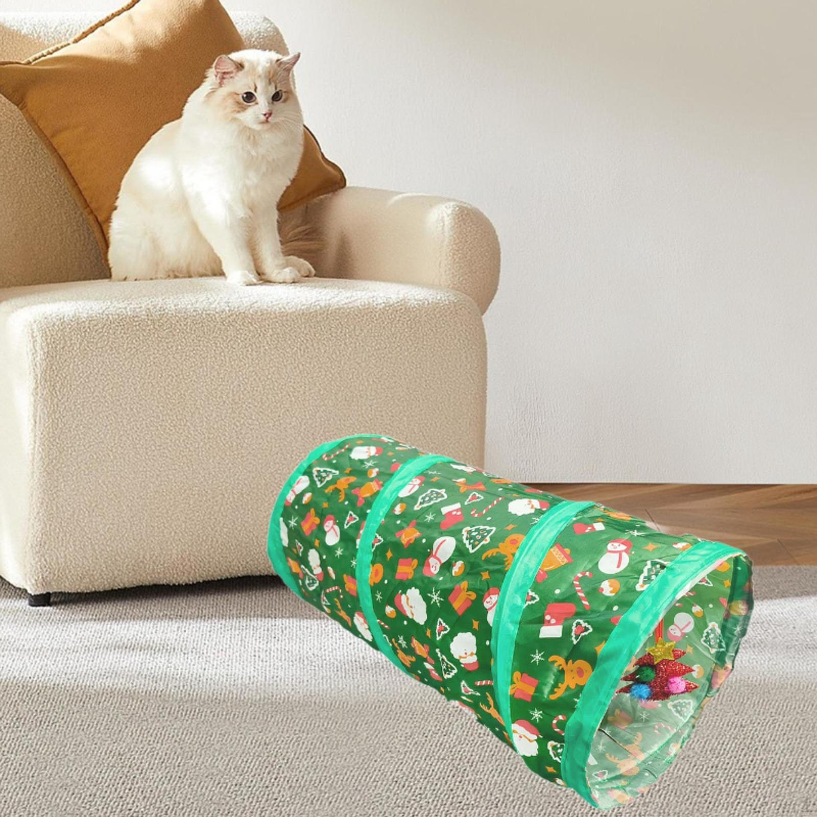 

Лабиринт для кошек с туннелем и рождественским шаром, складная труба для игр в помещении short