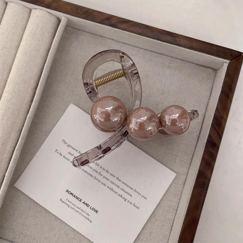 

1pc Elegant Vintage-Inspired Pearl Hair Claw Clip for Women - High-Quality Acrylic Shark Clip with Imitation Pearls,Secure Hold