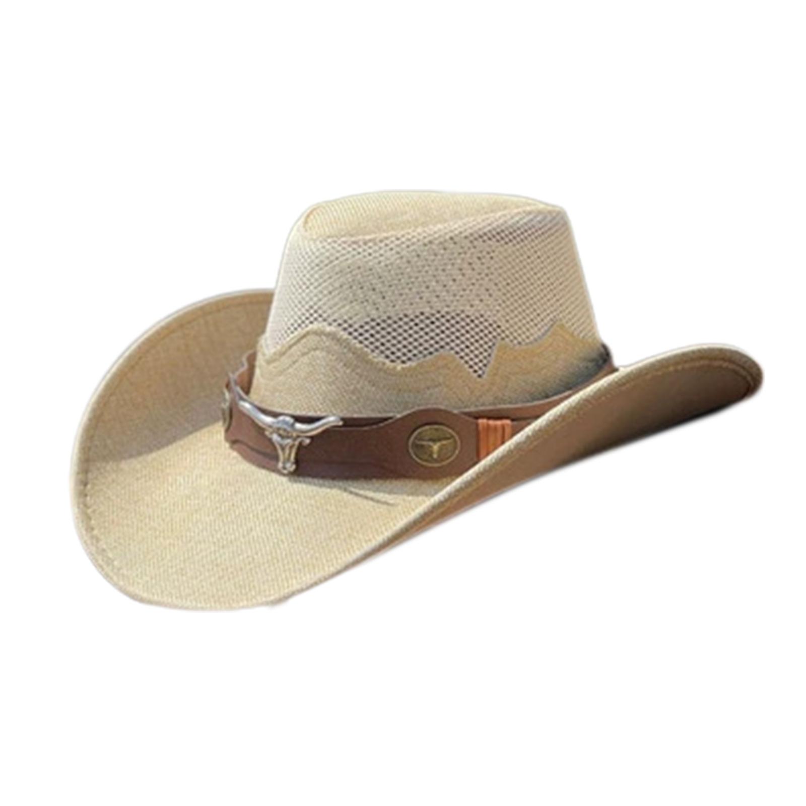 

Outdoor Mesh Cowboy Cap for Adult Soft Breathable Fedora Hat Flat Top Hat Cowgirl Sun Hat Carnivals Party Travel Hat хаки