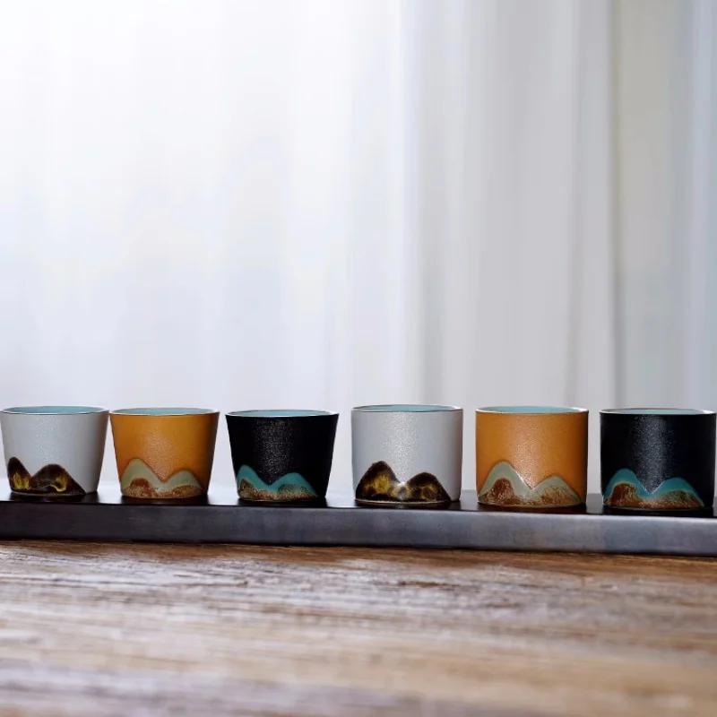 Vintage 60/65ML Tea Cup, Office Coffee Water Cup, Ceramic Hand-painted Mountain Shaped Cup, Exquisite Tea and Coffee