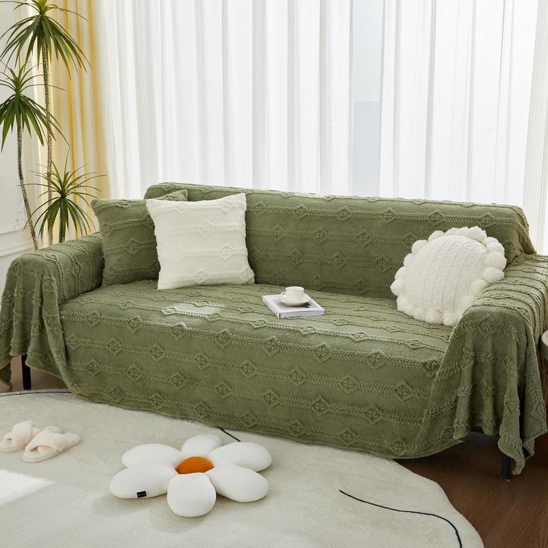 Winter Warm Comfortable Three Seat Sofa Sofa Dust Covering Cloth Simple Autumn and Winter Flowers Plush Sofa Blanket