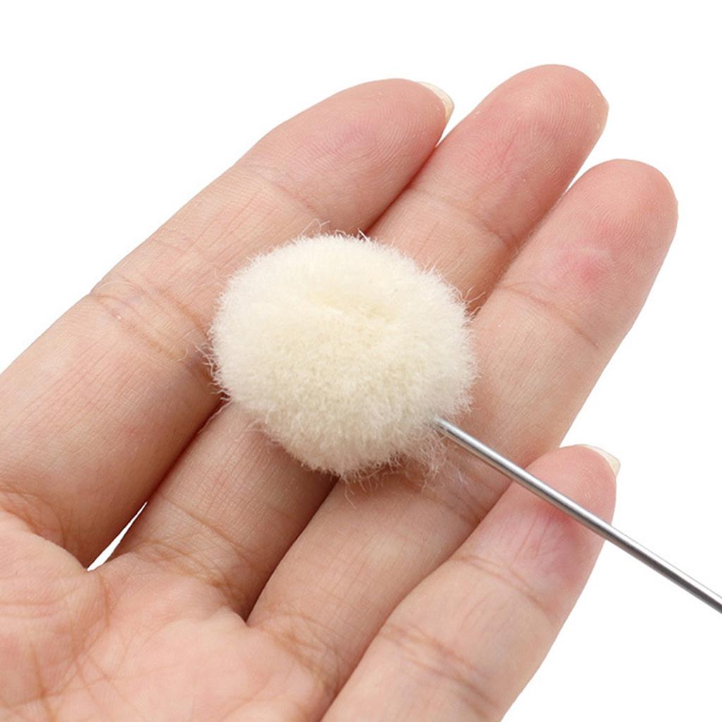 DIY Crafts Projects Wool Ball Brush Leather Dye Tool with Metal Handle (10Pcs) Beautiful, Beige, 16cm