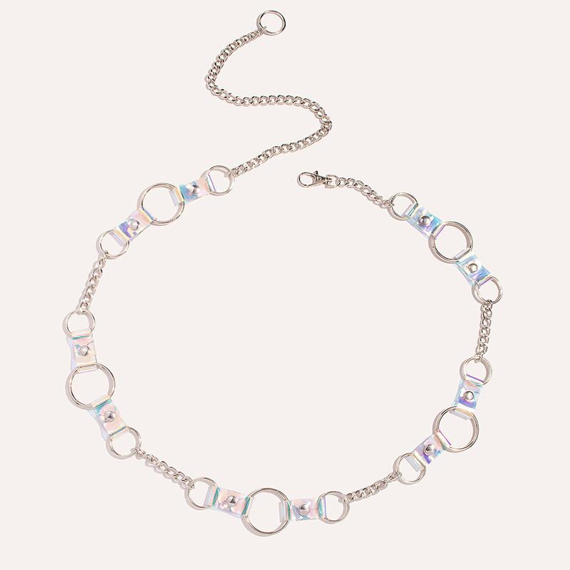 Womens Trendy Pvc Chain Waist Chain With Vintage Engraved Buckle For Casual Wear
