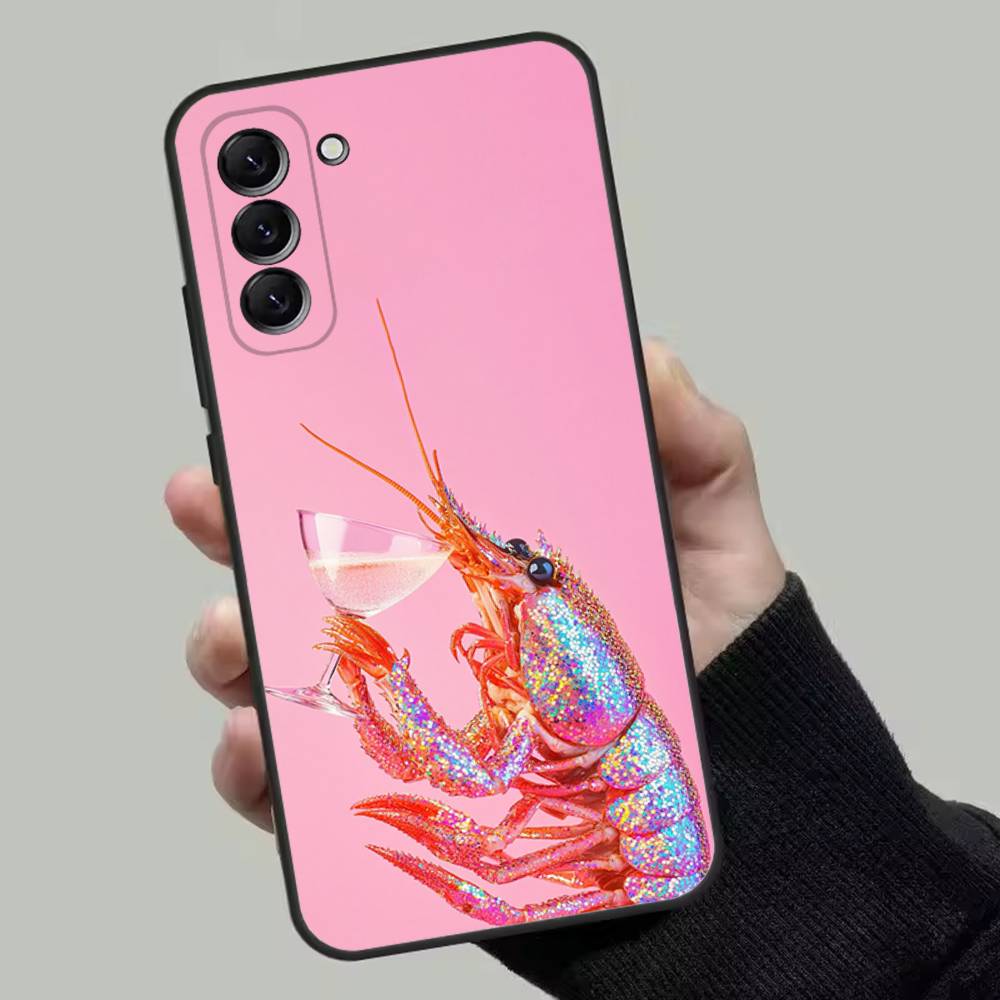 Animal Lobster Phone Case For Samsung Galaxy A13,A21s,A22,A31,A32,A52,A53,A71,A80,Soft Black Shell