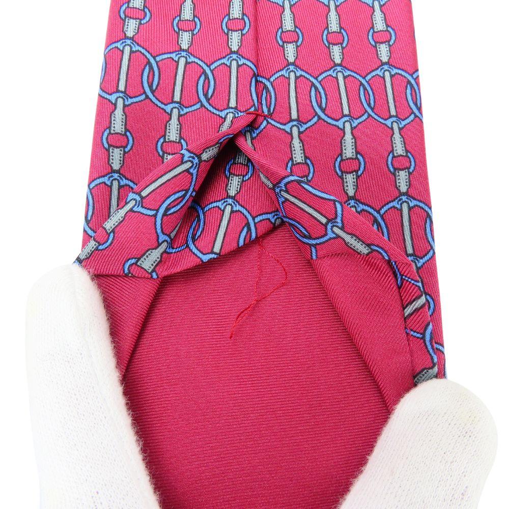 Used HERMES Tie Silk Pink Blue Business