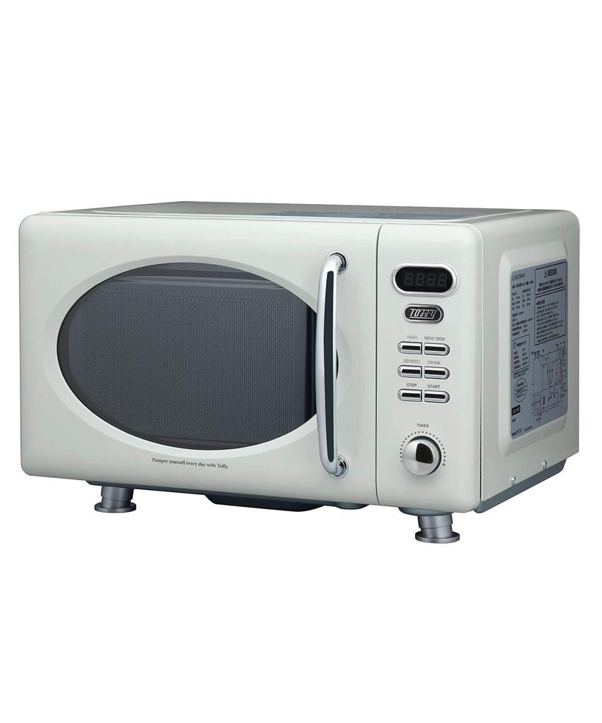 Microwave Oven Compact 17L Flat Table Retro Cute New Life Single Living Two Living [Toffy] K-DR1 (Ash White) K-DR1-AW
