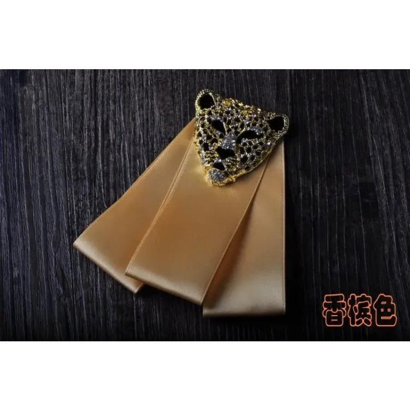 Men's Bow Tie Leopard Head Rhinestone Ribbon Bowtie Women's Shirts Collar Flowers Fashion Korean British Dress Suits Accessories