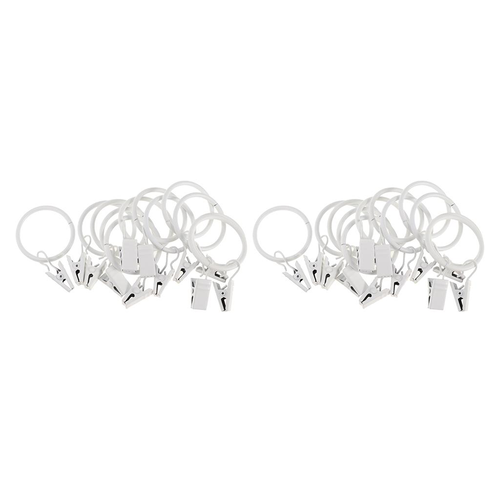 Curtain Rod Rings with Clips Iron Heavy-duty Curtain Ring Hook for Window Support Bar Curtains Rail Holder